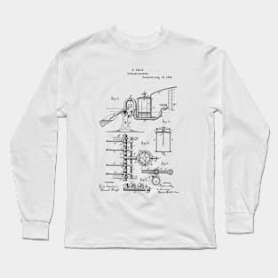 Bottleing Machine Vintage Patent Hand Drawing Long Sleeve T-Shirt